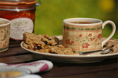 flapjack with tea